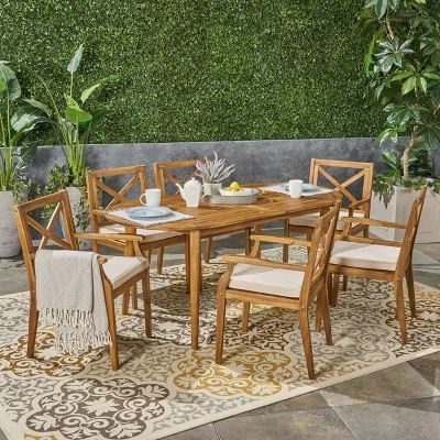 Pines 7pc Acacia Oval Wood Dining Set - Christopher Knight Home 7 Pines 7pc Acacia Oval Wood Dining Set - Christopher Knight Home - Image 7