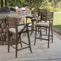 Hermosa 4pk Acacia Wood Patio Barstools - Christopher Knight Home -Christopher Knight Home GUEST 82528c09 f51d 45c9 905a f68ef9a20610