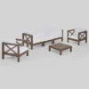 Brava 6pc Acacia Wood Sofa Chat Set - Gray/White - Christopher Knight Home