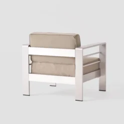 Cape Coral 5pc Aluminum Seating Set With 4 Arm Chairs & Coffee Table - Khaki - Christopher Knight Home -Christopher Knight Home GUEST 836158f3 4f0a 45b0 b2a0 f76b7bdf231a