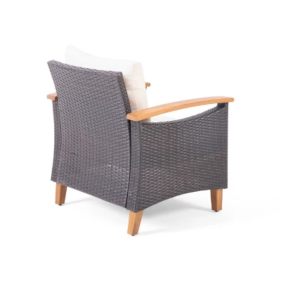 Isla Outdoor 4 Seater Chat Set With Coffee Table - Brown/Beige/Teak - Christopher Knight Home 4 Isla Outdoor 4 Seater Chat Set With Coffee Table - Brown/Beige/Teak - Christopher Knight Home - Image 4