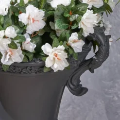 19" Wide Planter Delphine Lightweight Patio Urn Black - Christopher Knight Home -Christopher Knight Home GUEST 84156526 2b22 4765 9158 7f3e36c051c0