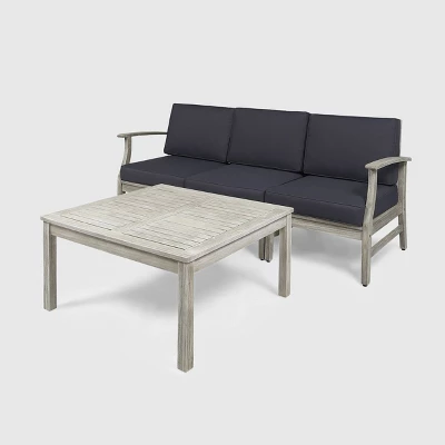 Perla 4pc Acacia Wood Sectional Sofa Light Gray/Dark Gray - Christopher Knight Home 1 Perla 4pc Acacia Wood Sectional Sofa Light Gray/Dark Gray - Christopher Knight Home