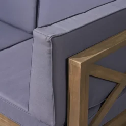 Thasos 10pc Acacia U-Shaped Farmhouse Sectional Sofa Set With Fire Pit - Gray - Christopher Knight Home -Christopher Knight Home GUEST 8579486d ea38 42b7 af17 7cdbaa81c7fa 1