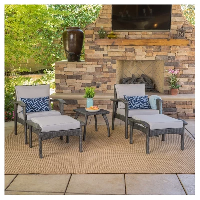 Honolulu 5pc Wicker Patio Seating Set With Cushions - Gray - Christopher Knight Home 3 Honolulu 5pc Wicker Patio Seating Set With Cushions - Gray - Christopher Knight Home - Image 3
