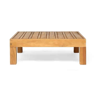 2pc Brava Outdoor Acacia Wood Right Arm Loveseat & Coffee Table With Cushion Teak/Beige - Christopher Knight Home 6 2pc Brava Outdoor Acacia Wood Right Arm Loveseat & Coffee Table With Cushion Teak/Beige - Christopher Knight Home - Image 6