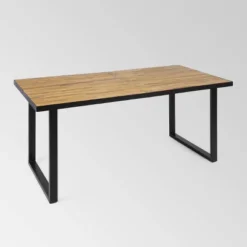 Heron 7pc Rectangular Acacia Wood &Wicker Dining Set - Teak/Brown - Christopher Knight Home -Christopher Knight Home GUEST 880e79ae c0e9 4d45 8039 e832b6620664