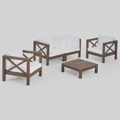 Brava 5pc Acacia Wood Patio Conversation Set - Christopher Knight Home 1 Brava 5pc Acacia Wood Patio Conversation Set - Christopher Knight Home