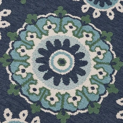 5'3" X 7' Medallion Outdoor Rug Navy/Green - Christopher Knight Home 4 5'3" X 7' Medallion Outdoor Rug Navy/Green - Christopher Knight Home - Image 4
