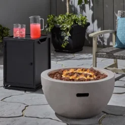 27" Marcel Concrete Fire Pit Light Gray - Christopher Knight Home -Christopher Knight Home GUEST 8bdb63ce 79f5 4b70 b59a f303d785fbd4