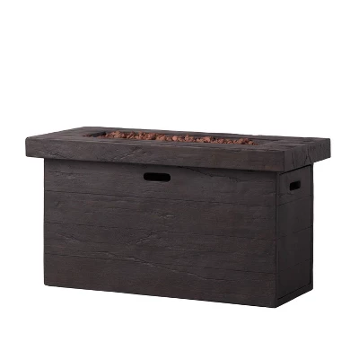 Custer Outdoor Rectangular Fire Pit - Brown - Christopher Knight Home 3 Custer Outdoor Rectangular Fire Pit - Brown - Christopher Knight Home - Image 3
