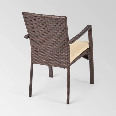 Villa 9pc Wood And Wicker Expandable Dining Set Brown And Cream - Christopher Knight Home 4 Villa 9pc Wood And Wicker Expandable Dining Set Brown And Cream - Christopher Knight Home - Image 4