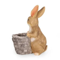 Christopher Knight Home 16" Wide Tooke Concrete Outdoor Novelty Rabbit Planter White/Brown -Christopher Knight Home GUEST 8e0a1b39 d321 43a0 833f 442b52119133