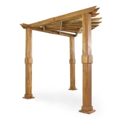 Dilan Outdoor Acacia Wood Triangle Pergola - Teak/Black - Christopher Knight Home