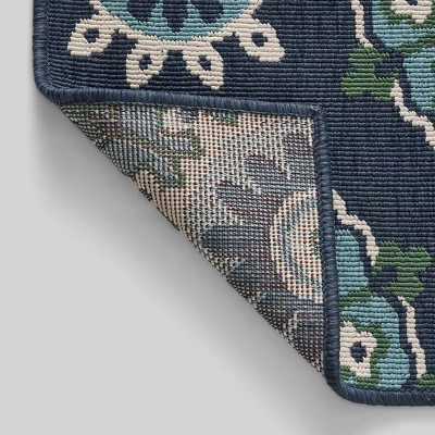 5'3" X 7' Medallion Outdoor Rug Navy/Green - Christopher Knight Home 3 5'3" X 7' Medallion Outdoor Rug Navy/Green - Christopher Knight Home - Image 3