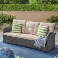 Sanger Wicker Sofa - Gray/Beige - Christopher Knight Home -Christopher Knight Home GUEST 8f8dbec4 23bd 4091 bc14 c47d7a333dd7