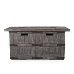 Arnton Outdoor 40000 BTU Rectangle Fire Pit Wood Gray - Christopher Knight Home -Christopher Knight Home GUEST 8fdde4e2 86bf 4bb9 ae09 8c87df9068a0