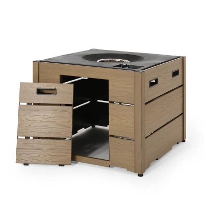 Archie Outdoor Square Fire Pit - Brown - Christopher Knight Home 2 Archie Outdoor Square Fire Pit - Brown - Christopher Knight Home - Image 2