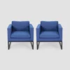 Walden 2PK Aluminum Upholstered Club Chair Navy Blue - Christopher Knight Home