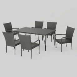 Nash 7pc Wicker Dining Set - Gray - Christopher Knight Home