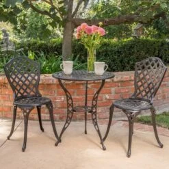 La Sola 3pc Metal Bistro Set - Black/Bronze - Christopher Knight Home -Christopher Knight Home GUEST 91265ca7 1364 4fad b884 7ac0cdcb6360