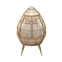 Serina Outdoor Wicker Teardrop Chair With Cushion - Beige/Light Brown - Christopher Knight Home -Christopher Knight Home GUEST 9302e66b 7cea 49fc b531 9b8ee778d831