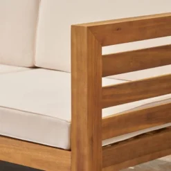 Cambridge 5pc Acacia Wood Patio Sofa Set - Teak/Beige - Christopher Knight Home -Christopher Knight Home GUEST 9374a90b e8ab 401e b6bd b1cd6a552aef