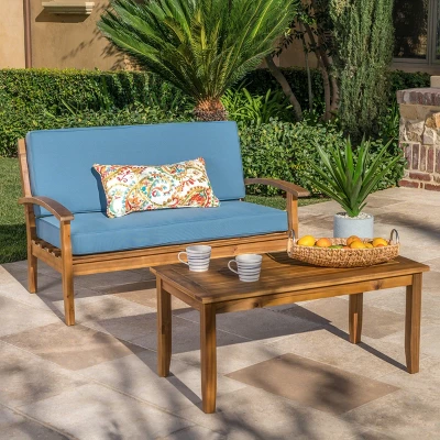Peyton 2pc Acacia Wood Loveseat & Coffee Table Set - Christopher Knight Home 1 Peyton 2pc Acacia Wood Loveseat & Coffee Table Set - Christopher Knight Home