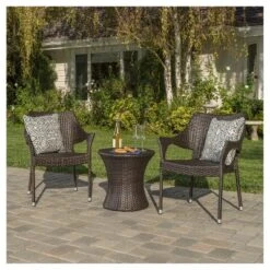 Mirage 3pc Wicker Stacking Chair Chat Set - Christopher Knight Home -Christopher Knight Home GUEST 94295785 eb81 4136 9bba 3624bfdebd58