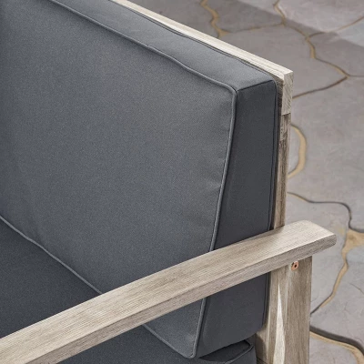 Perla 4pc Acacia Wood Sectional Sofa Light Gray/Dark Gray - Christopher Knight Home 2 Perla 4pc Acacia Wood Sectional Sofa Light Gray/Dark Gray - Christopher Knight Home - Image 2