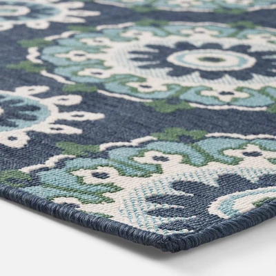 5'3" X 7' Medallion Outdoor Rug Navy/Green - Christopher Knight Home 1 5'3" X 7' Medallion Outdoor Rug Navy/Green - Christopher Knight Home