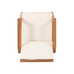 Temecula Outdoor Acacia Wood 4 Seater Chat Set With Cushions - Brown Patina/Cream - Christopher Knight Home -Christopher Knight Home GUEST 962dbe02 f23c 4b70 b384 dd43e53103de