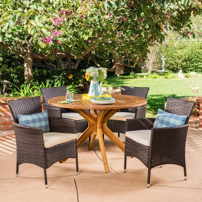 Cedros 5pc Acacia Wood And Wicker Dining Set - Christopher Knight Home 7 Cedros 5pc Acacia Wood And Wicker Dining Set - Christopher Knight Home - Image 7