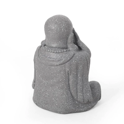 Harrod Outdoor See No Evil Monk Garden Statue - Stone Gray - Christopher Knight Home 2 Harrod Outdoor See No Evil Monk Garden Statue - Stone Gray - Christopher Knight Home - Image 2