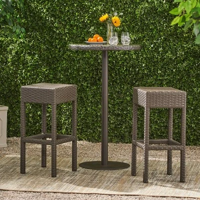 Milton Set Of 2 Wicker Patio Backless Barstool - Brown - Christopher Knight Home 1 Milton Set Of 2 Wicker Patio Backless Barstool - Brown - Christopher Knight Home