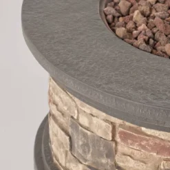 Everglade 6pc Acacia Wood Club Chairs And Fire Pit Set Teak/White/Stone - Christopher Knight Home -Christopher Knight Home GUEST 9cc3d644 975f 4807 a8ff ec63dc74f926