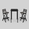 Polaris 3pc Wood And Wicker 26" Square Bar Set Dark Gray - Christopher Knight Home