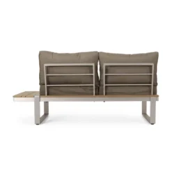 Sterling 4pc Outdoor Aluminum V Shaped 5 Seater Sofa With Cushions - Khaki/Natural - Christopher Knight Home -Christopher Knight Home GUEST 9d6b617f 0ad3 4a82 a9de ed1ed8d8131d