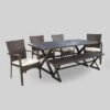Tritan 6pc Aluminum & Wicker Patio Dining Set - Brown - Christopher Knight Home