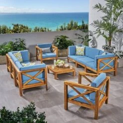 Brava 9pc Acaia Wood Patio Conversation Set - Christopher Knight Home -Christopher Knight Home GUEST 9f18a6f7 781e 4244 a4e9 133f7cb8b3da