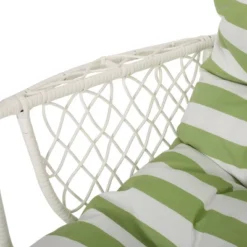 Greystone Indoor/Outdoor Hanging Chair With 8' Chain - White/Green - Christopher Knight Home -Christopher Knight Home GUEST 9f8d5ba4 90fa 48b3 8573 cc3c2b94f55f