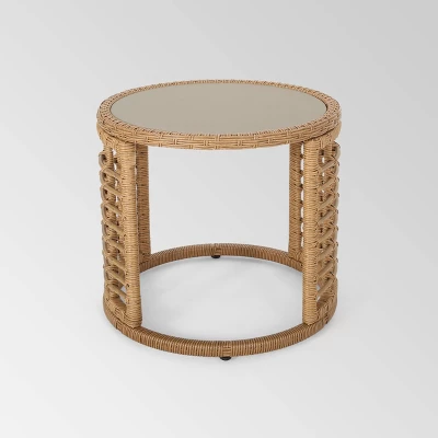 Perkins 3pc Wicker Modern Boho Chat Set - Light Brown - Christopher Knight Home 4 Perkins 3pc Wicker Modern Boho Chat Set - Light Brown - Christopher Knight Home - Image 4