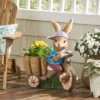 Christopher Knight Home 26" Wide Raglan Concrete Outdoor Novelty Rabbit Planter Blue/Brown