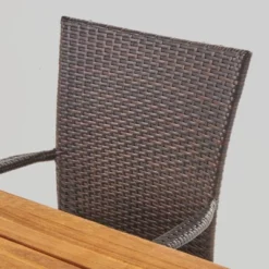 Cooper 6pc Acacia Wood And Wicker Dining Set - Brown - Christopher Knight Home -Christopher Knight Home GUEST a316b825 0365 45a8 bbff c0afc44a3cb7