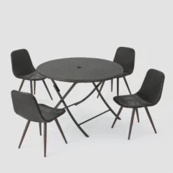 Jude Caleb 5pc Wicker Dining Set - Brown - Christopher Knight Home