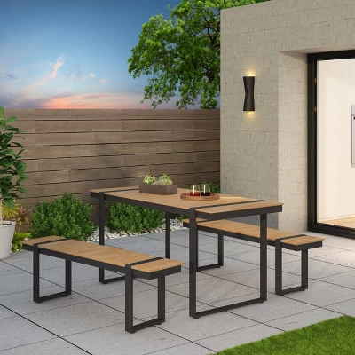 Cibola 3pc Outdoor Aluminum Picnic Set - Natural/Gray - Christopher Knight Home 1 Cibola 3pc Outdoor Aluminum Picnic Set - Natural/Gray - Christopher Knight Home