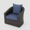 Darius 4pk Wicker Swivel Club Chairs - Brown/Navy Blue - Christopher Knight Home