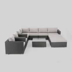 Santa Rosa 10pc Wicker Patio Sectional Sofa Set - Gray/Silver - Christopher Knight Home
