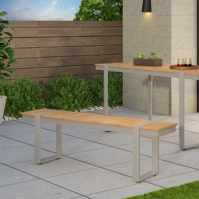 Cibola Outdoor Aluminum Dining Bench - Natural/Silver - Christopher Knight Home 1 Cibola Outdoor Aluminum Dining Bench - Natural/Silver - Christopher Knight Home