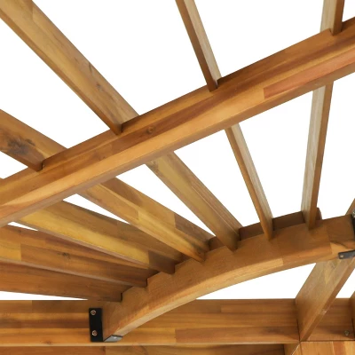 Dilan Outdoor Acacia Wood Triangle Pergola - Teak/Black - Christopher Knight Home 3 Dilan Outdoor Acacia Wood Triangle Pergola - Teak/Black - Christopher Knight Home - Image 3